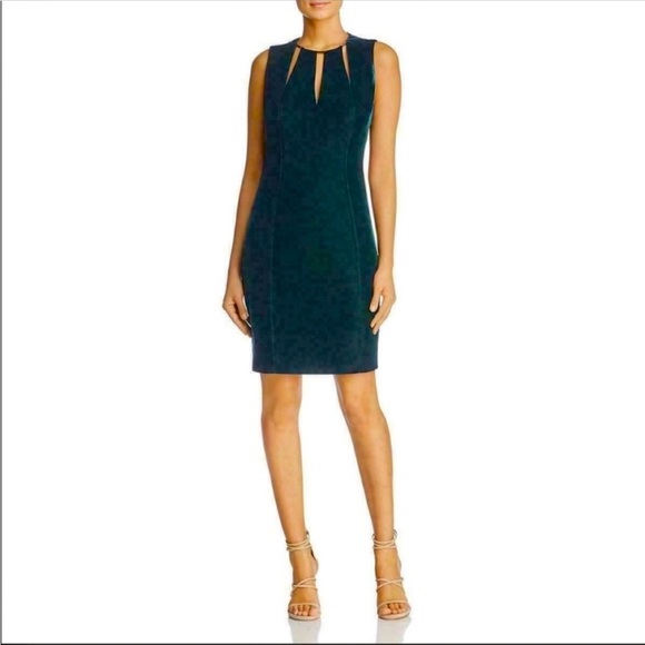 ELIE TAHARI Velvet Green Sleeveless Sheath Dress Cut Out Cocktail Party Size 0 - Picture 4 of 16